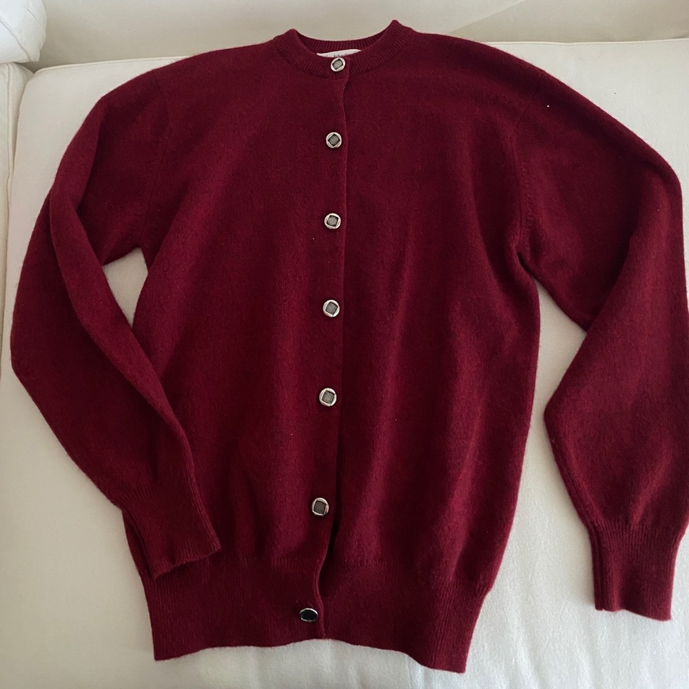 Johnstons of Elgin Burgundy 100% Cashmere Cardigan